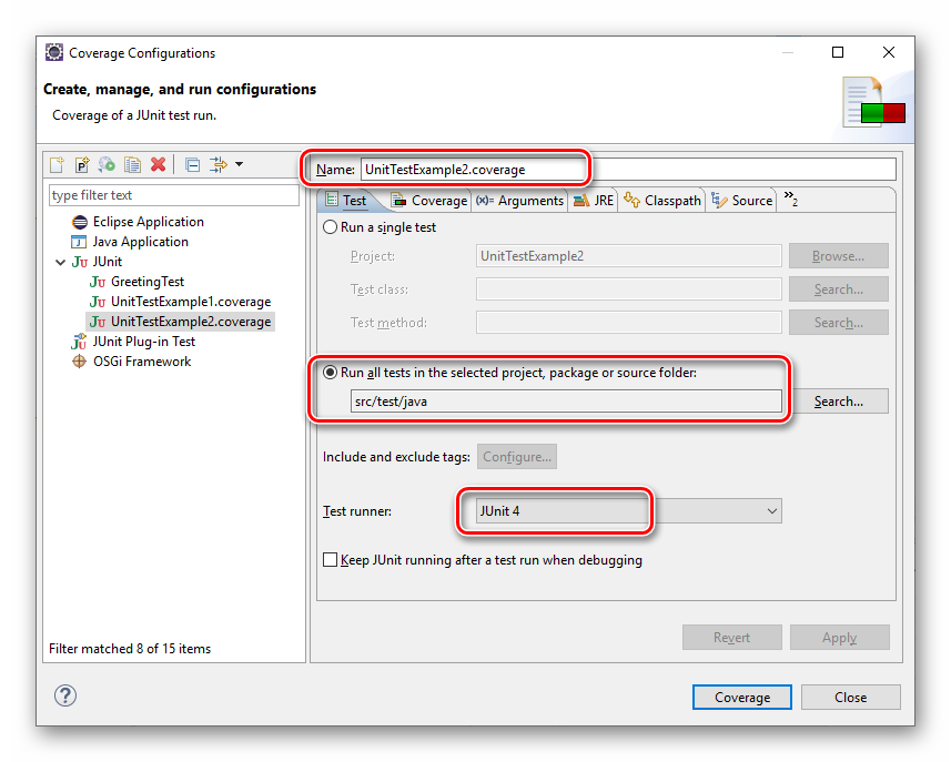 Eclipse UnitTestExample2 coverage run 1