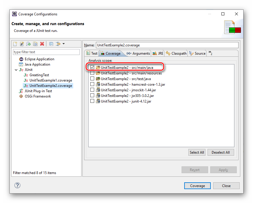 Eclipse UnitTestExample2 coverage run 2