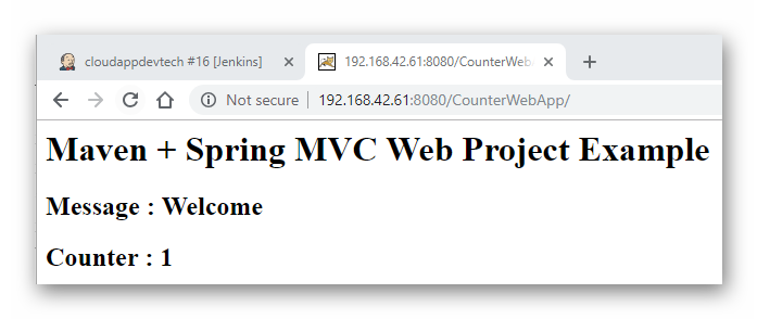 CounterWebApp running in Tomcat